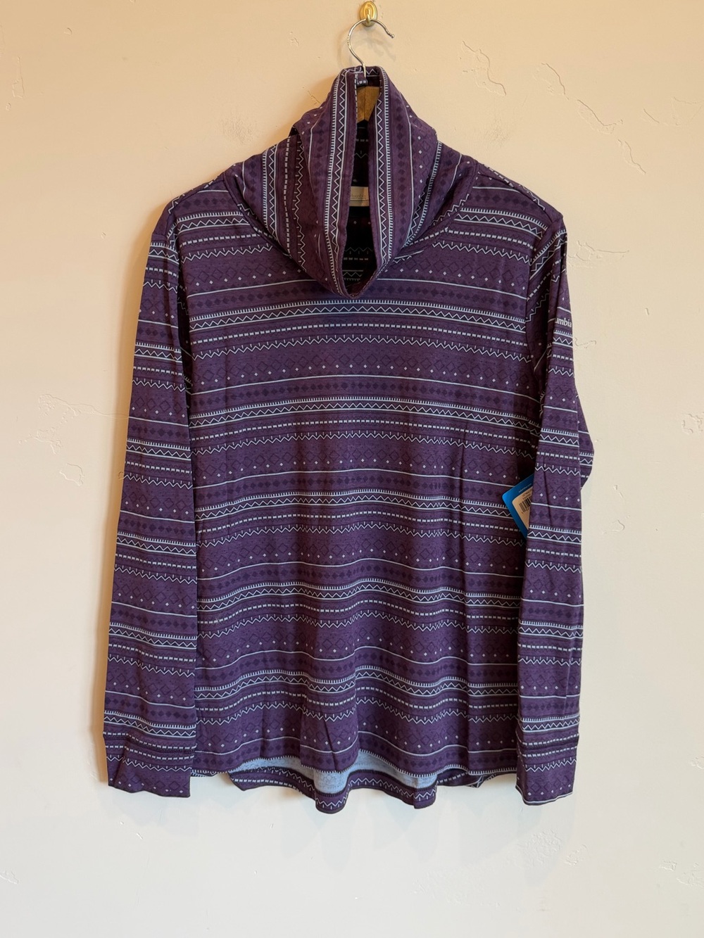 COLUMBIA Purple Drifting Snow Pull Over Cotton Blend Long Sleeve Turtleneck